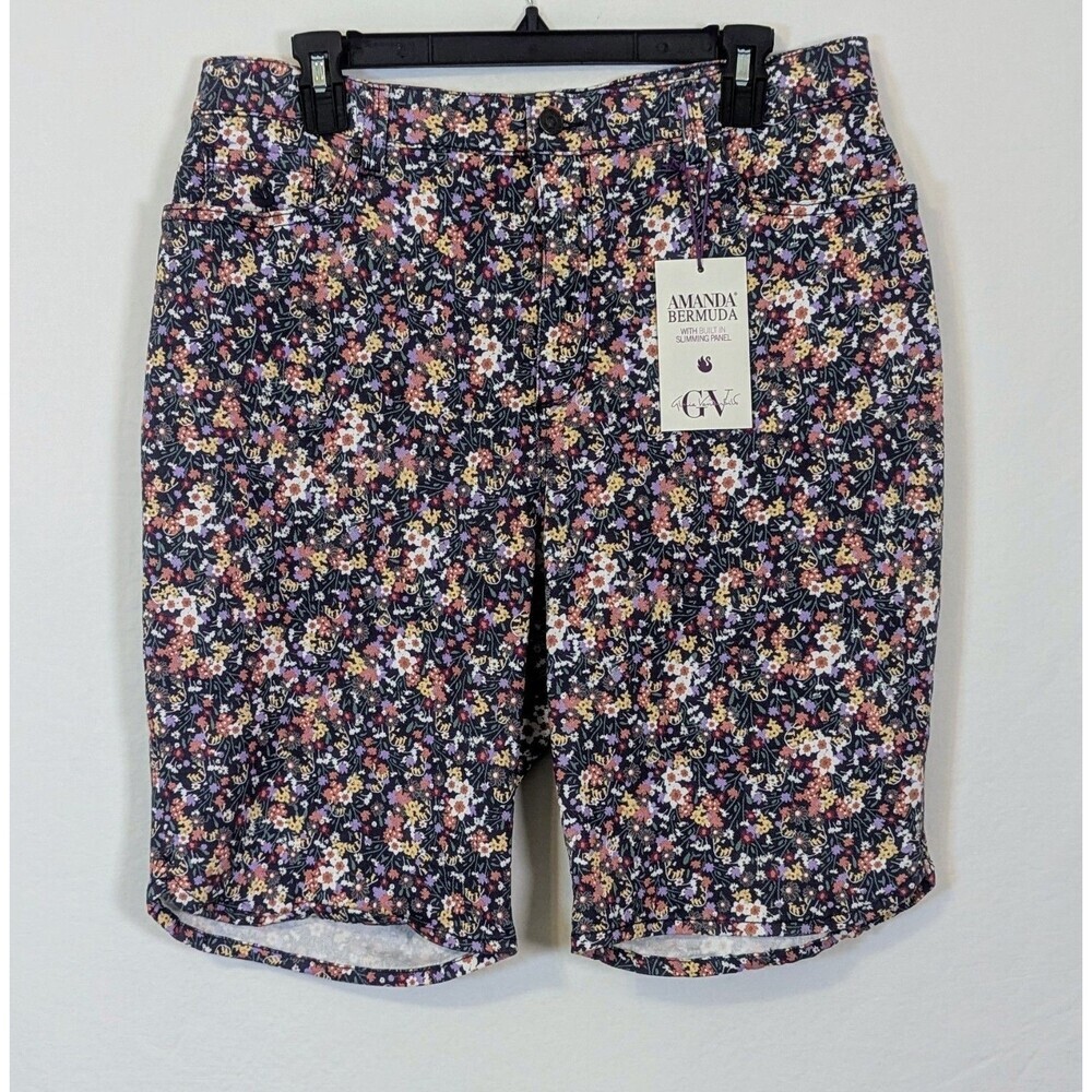 Gloria Vanderbilt Amanda Bermuda Shorts 16P Floral Slimming Panel NWT
